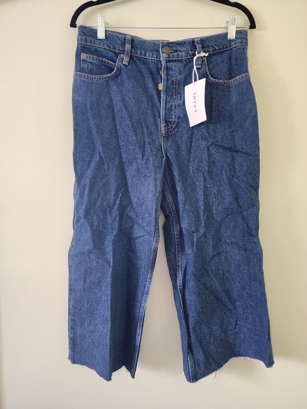 New With Tags Frame Denim Wide-Leg High Rise Easy Capri Jeans